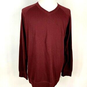 J Peterman Knit Long Sleeve Top Men XXL Maroon V-Neck Soft